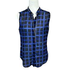 Michael Kors Chain Accent Plaid Sleeveless Top